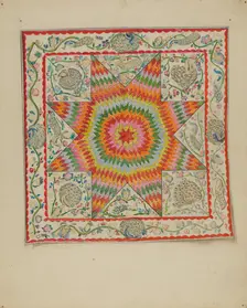 Applique & Patchwork Coverlet, 1935/1942. Creator: George Loughridge