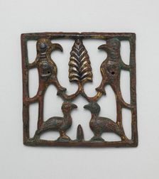 Appliqué Plaque with a Tree and Four Birds, Iran or Iraq, 12th century. Creator: Unknown