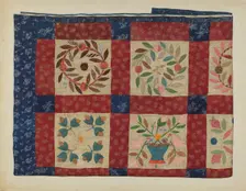 Applique Quilt, 1935/1942. Creator: Catherine Fowler