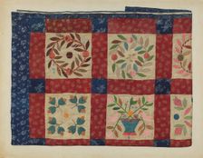 Applique Quilt, 1935/1942. Creator: Catherine Fowler