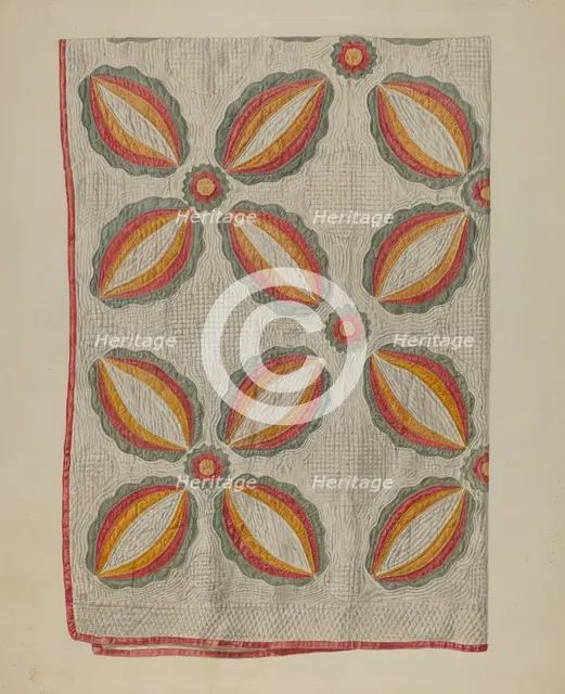 Applique Quilt, 1935/1942. Creator: Alois E. Ulrich.