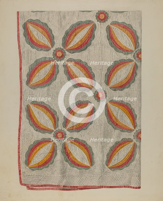 Applique Quilt, 1935/1942. Creator: Alois E. Ulrich.