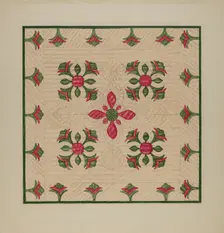 Applique Quilt, 1935/1942. Creator: Florence Hastings