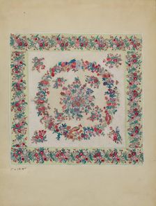 Applique Quilt, 1935/1942. Creator: Hollmana