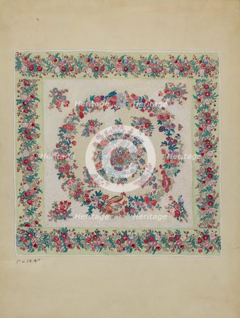Applique Quilt, 1935/1942. Creator: Hollmana.