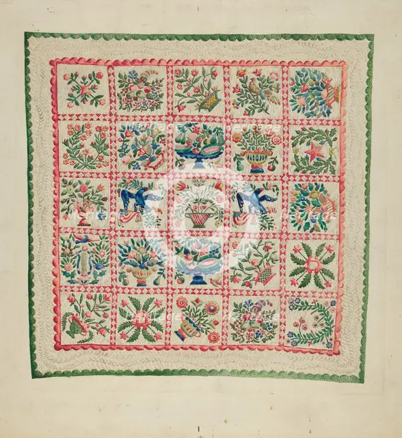 Applique Quilt, 1935/1942. Creator: Marian Curtis Foster.