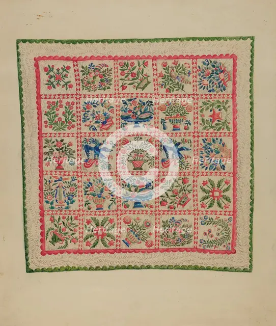 Applique Quilt, 1935/1942. Creator: Marian Curtis Foster.