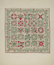 Applique Quilt, 1935/1942. Creator: Mary Berner