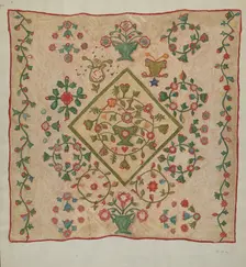 Applique Quilt, 1935/1942. Creator: Mildred E Bent