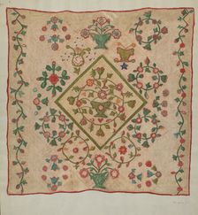 Applique Quilt, 1935/1942. Creator: Mildred E Bent