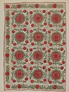 Applique Quilt, 1935/1942. Creator: Mildred E Bent