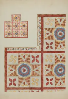 Applique Quilt, 1935/1942. Creator: Unknown