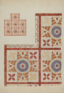 Applique Quilt, 1935/1942. Creator: Unknown