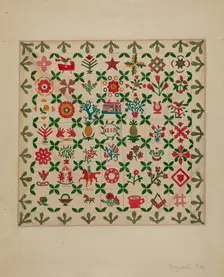 Applique Quilt, 1938. Creator: Suzanne Roy
