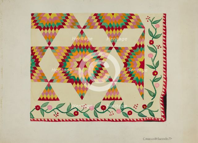 Applique Quilt, c. 1936. Creator: Cornelius Frazier.