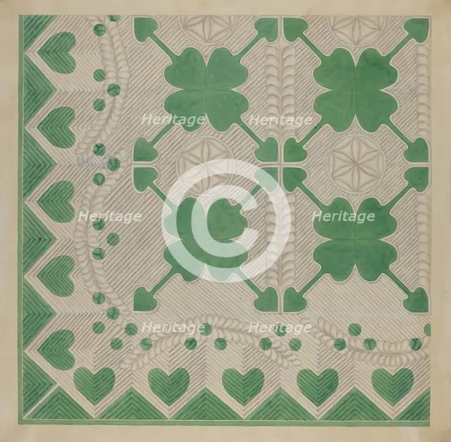 Applique Quilt, c. 1936. Creator: Dorothy Posten.