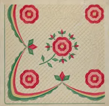 Applique Quilt, c. 1936. Creator: Dorothy Posten