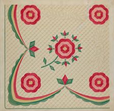 Applique Quilt, c. 1936. Creator: Dorothy Posten
