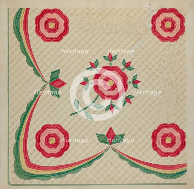 Applique Quilt, c. 1936. Creator: Dorothy Posten.