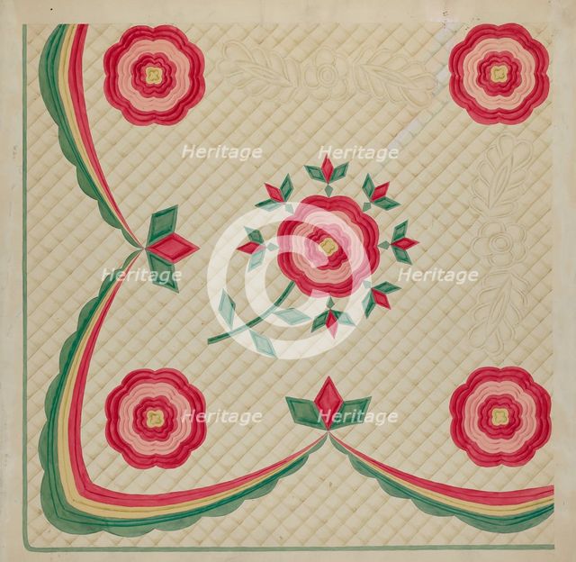 Applique Quilt, c. 1936. Creator: Dorothy Posten.