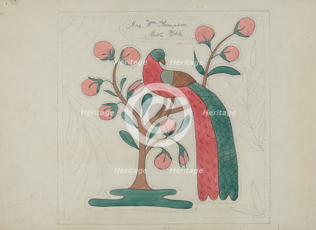 Applique Quilt, c. 1936. Creator: Mildred Prince.