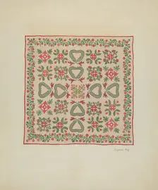 Applique Quilt, c. 1936. Creator: Suzanne Roy