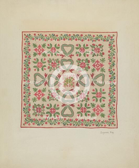 Applique Quilt, c. 1936. Creator: Suzanne Roy.