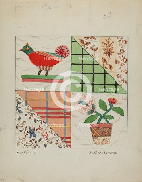 Applique Quilt, c. 1936. Creator: Ruth M Barnes.