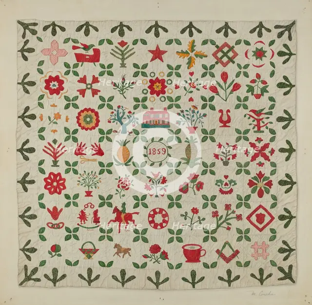 Applique Quilt, c. 1938. Creator: Margaret Concha.