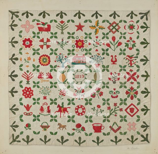 Applique Quilt, c. 1938. Creator: Margaret Concha.