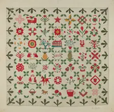 Applique Quilt, c. 1938. Creator: Margaret Concha