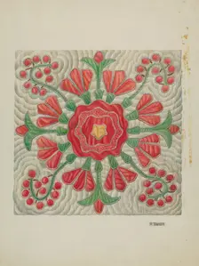 Applique Quilt, c. 1940. Creator: Ruth Buker