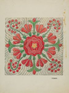 Applique Quilt, c. 1940. Creator: Ruth Buker