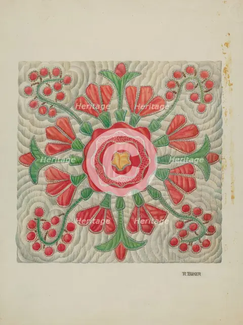 Applique Quilt, c. 1940. Creator: Ruth Buker.