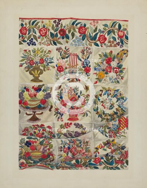 Applique Quilt (Friendship Quilt), c. 1937. Creator: Verna Tallman.