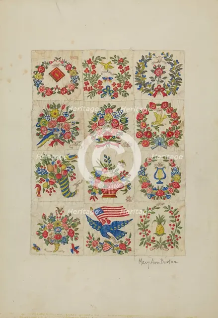 Applique Quilt (Friendship Quilt, or "Baltimo re Bride's Quilt"), c. 1942. Creator: Mary Ann Burton.