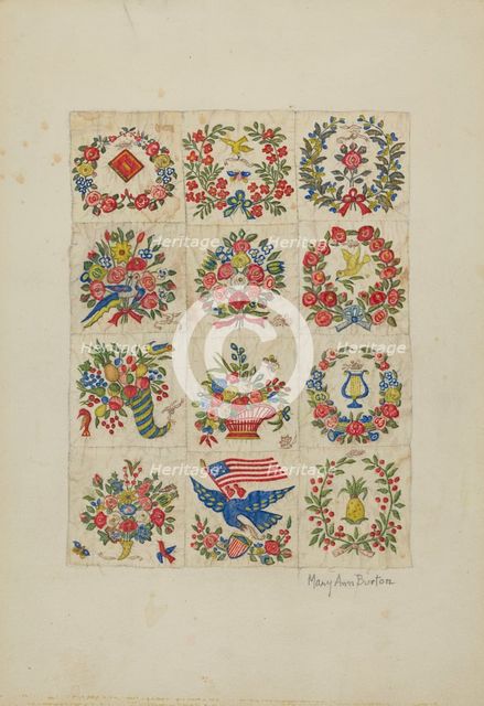 Applique Quilt (Friendship Quilt, or "Baltimo re Bride's Quilt"), c. 1942. Creator: Mary Ann Burton.