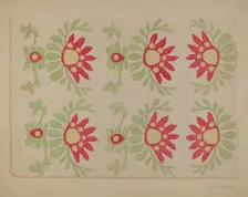 Applique Quilt - "King David's Crown", c. 1938. Creator: Elbert S. Mowery