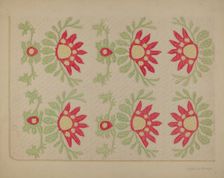 Applique Quilt - "King David's Crown", c. 1938. Creator: Elbert S. Mowery