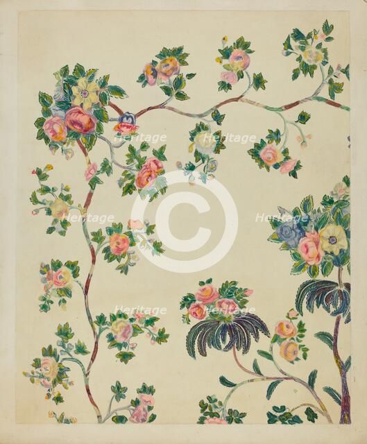 Appliqued Coverlet - Tree Design, c. 1936. Creator: Ernest A Towers Jr.