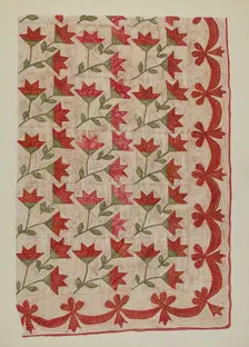 Appliqued Quilt, 1935/1942. Creator: Mildred E Bent