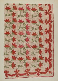Appliqued Quilt, 1935/1942. Creator: Mildred E Bent