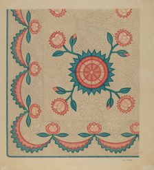 Appliqued Quilt, 1935/1942. Creator: Lon Cronk