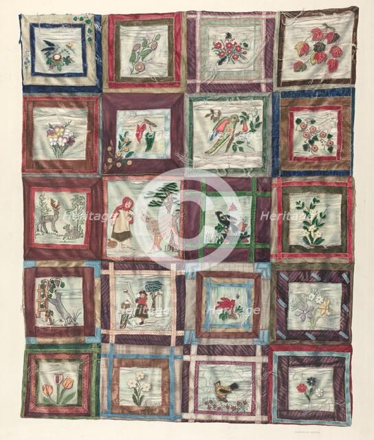 Appliqued Quilt, 1935/1942. Creator: Dorothea Bates.