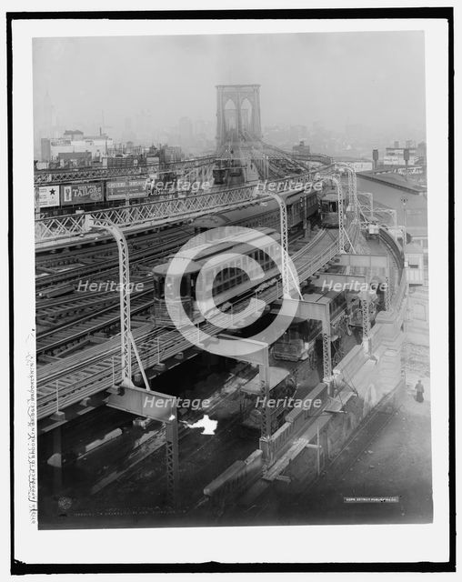 Approach to Brooklyn Bridge, Brooklyn, N.Y., c1909. Creator: Unknown.