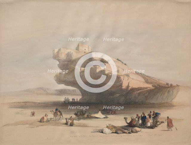 Approach to Petra, an Ancient Watch Tower Commanding the Valley of El Chor, 1839. Creator: David Roberts (British, 1796-1864).