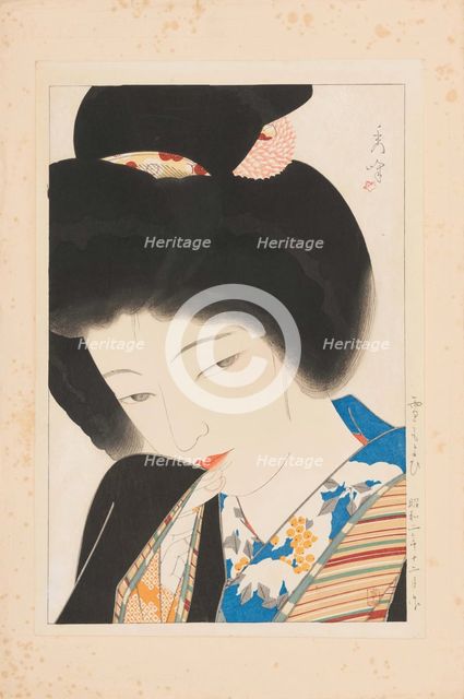 Approaching Snow (Yuki moyoi). From the Series "Women in Four Settings (Fujo yondai)", 1927. Creator: Shuho, Yamakawa (1898-1944).