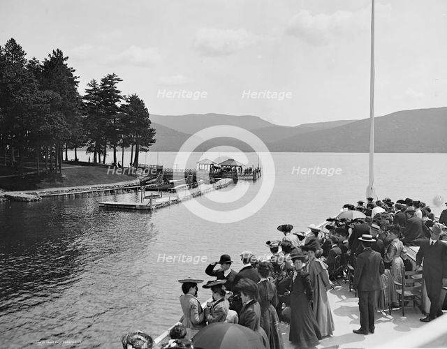 Approaching Sagamore Dock, Green Island, Lake George, N.Y., c1904. Creator: Unknown.