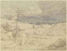 Approaching storm over a landscape with a wayside cross, 1836. Creator: Eduard Wilhelm Pose