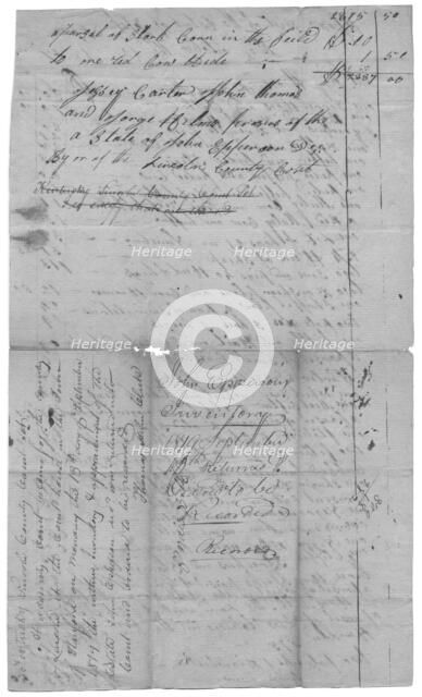Aprais [Appraisal]; Bill of the Estate of John Epperson, 1817-10-12. Creator: Unknown.